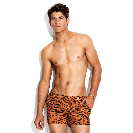 Tiger Resort Short + Gold Buttons Swimsuit // Burnt Orange (XS)