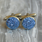 Crushed Crystal Cuff Links (Black Tourmaline)