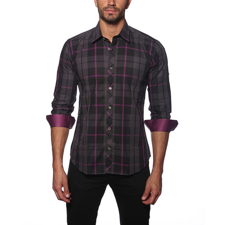 Jared Lang // TUR Button-Up // Black + Purple (S)