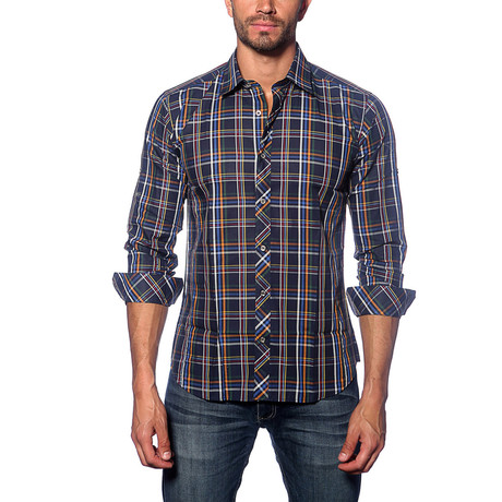 Jared Lang // TUR Button-Up Shirt // Navy Plaid (S)