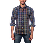 Jared Lang // TUR Button-Up Shirt // Navy Plaid (L)