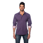 Long Sleeve Button Up Shirt // Purple Check (M)