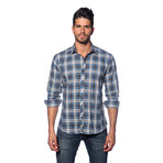 Long Sleeve Button Up Shirt // Grey + Blue Plaid (XL)