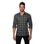 Long Sleeve Button Up Shirt // Charcoal Plaid (S)