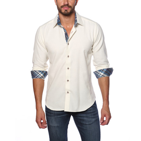 Jared Lang // Avenue Button Up Shirt // Off White (M)