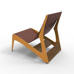 Pekota City Lounger // Set of 2 (Raw Steel Frame // Orange Leather)