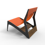 Pekota City Lounger // Set of 2 (Raw Steel Frame // Orange Leather)
