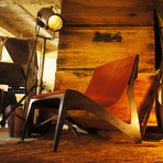 Pekota City Lounger // Set of 2 (Raw Steel Frame // Orange Leather)