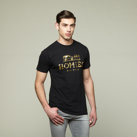 Homies Tee // Black + Gold Foil (S)