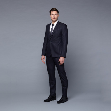 Versace Collection // Wool Two-Piece Suit // Navy Pinstriped (Euro: 54)