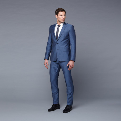 Versace Collection // Wool Two-Piece Suit // Blue Pinstriped (Euro: 46)