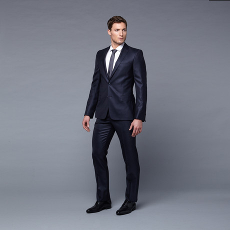 Versace Collection // Wool Two-Piece Suit // Navy Houndstooth (Euro: 54)
