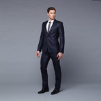 Versace Collection // Wool Two-Piece Suit // Navy Houndstooth (Euro: 47)