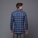 Daniel Button-Up Shirt // Blue + Charcoal (L-SLIM)