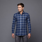 Daniel Button-Up Shirt // Blue + Charcoal (L-SLIM)