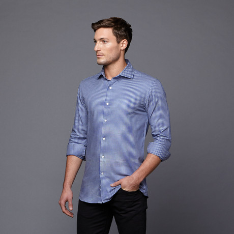Jesse Button-Up Shirt // Blue + Grey (S-SLIM)