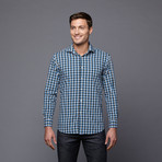 Avery Button-Up Shirt // Blue + Green (S-SLIM)