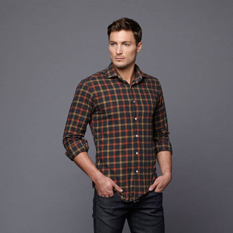 Jake Button-Up Shirt // Charcoal + Orange (S-SLIM)