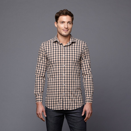 Daniel H. Finney // Matt Button-Up Shirt // Orange + Grey (M-SLIM)