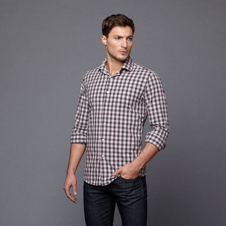 Zach Button-Up Shirt // Pink + Grey (S-SLIM)