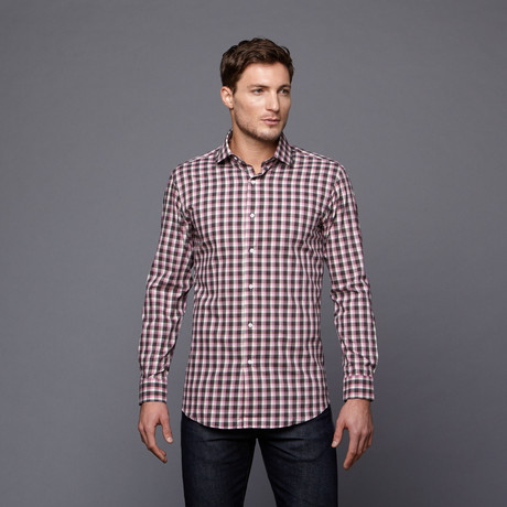 Dylan Button-Up Shirt // Charcoal + Pink (S-SLIM)