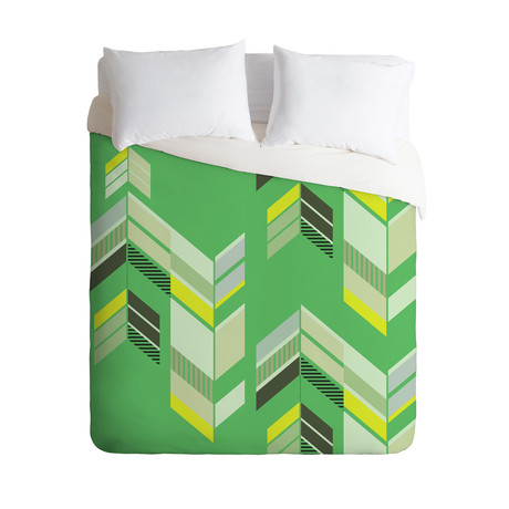 Gabi Chevron Green Duvet Cover (Twin)