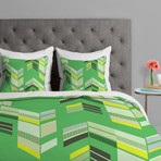 Gabi Chevron Green Throw Pillow (18" x 18")