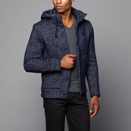 Slate & Stone // Donovan Wool Hooded Jacket // Blue (S)