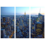 NYC Skyline at Dusk Triptych