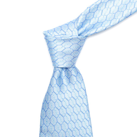 Italian Silk Tie // Honeycomb Light Blue