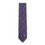 Italian Silk Tie // Black & Purple Stripe