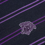 Italian Silk Tie // Black & Purple Stripe