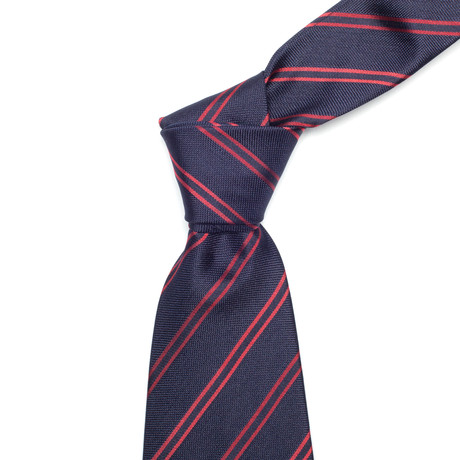 Italian Silk Tie // Black & Red Stripe