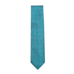 Italian Silk Tie // VERSACE Teal & White