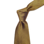 Italian Silk Tie // Gold Zig Zag