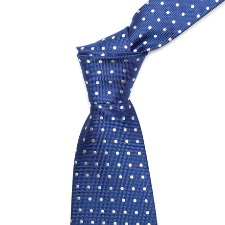 Italian Silk Tie // Blue & White Polka Dots