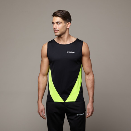 Work Out Tank // Black + Neon Yellow (S)