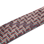 Optic Herringbone // Dark Grey + Red