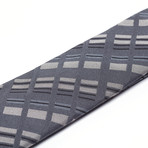 Plaid Contrast Stripe Tie // Grey + Purple