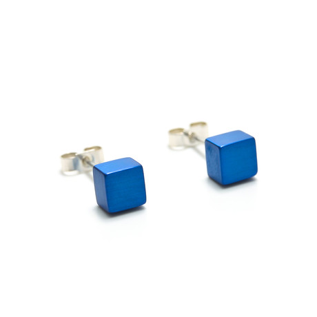 Cube Stud Earrings (Blue)