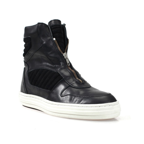 Billie 1 High Top Sneaker // Black Leather + Suede (Euro: 40)