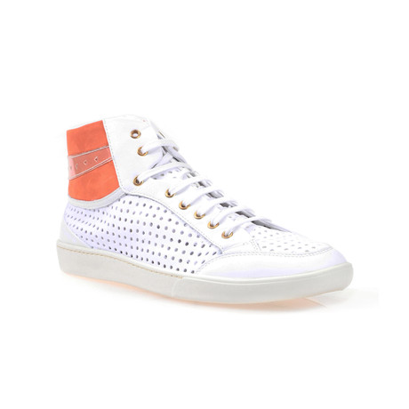 Gene 3 High Top Sneaker // White Perforated Leather  (Euro: 40)