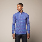 Delacroix Button Down Shirt // Blue + Pink Plaid (M)