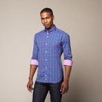Delacroix Button Down Shirt // Blue + Pink Plaid (M)