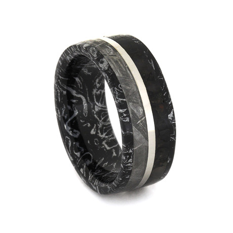 Black & Silver Mokume Gane Ring (Size 6.5)