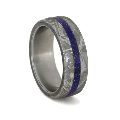 Meteorite Ring // Lapis Lazuli + Titanium Sleeve (Size 6.5)
