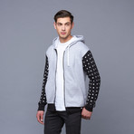 Starred Up Zip Hoodie // Grey (S)