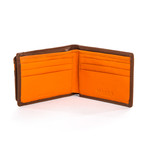 Leather Bifold Wallet + Card Case (Tan + Orange)