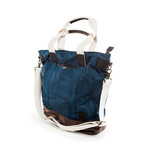 Waxed Canvas Tote (Navy + Brown)