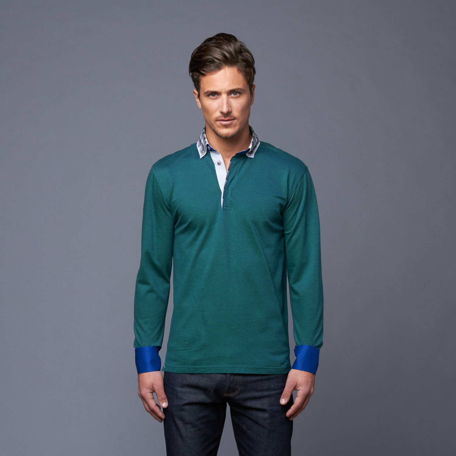 Long Sleeve Polo // Green (2XL) - Maceoo - Touch of Modern